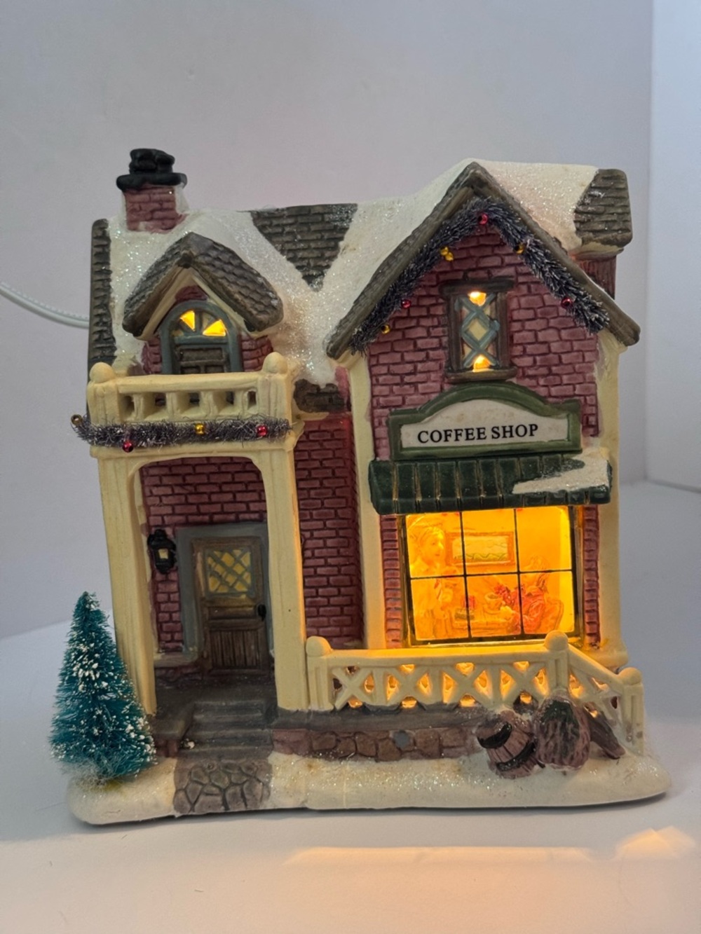 Vintage Lighted Christmas Village Coffee Shop Ceramic Building Holiday Decor